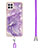 Silicone Candy Rubber Gel Fashionable Pattern Soft Case Cover with Lanyard Strap Y05B for Samsung Galaxy A22 4G