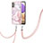 Silicone Candy Rubber Gel Fashionable Pattern Soft Case Cover with Lanyard Strap Y05B for Samsung Galaxy A73 5G Pink