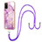 Silicone Candy Rubber Gel Fashionable Pattern Soft Case Cover with Lanyard Strap Y05B for Samsung Galaxy M02s