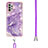 Silicone Candy Rubber Gel Fashionable Pattern Soft Case Cover with Lanyard Strap Y05B for Samsung Galaxy M32 5G