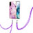 Silicone Candy Rubber Gel Fashionable Pattern Soft Case Cover with Lanyard Strap Y05B for Samsung Galaxy S20 5G