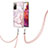 Silicone Candy Rubber Gel Fashionable Pattern Soft Case Cover with Lanyard Strap Y05B for Samsung Galaxy S20 FE 5G Pink
