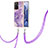 Silicone Candy Rubber Gel Fashionable Pattern Soft Case Cover with Lanyard Strap Y05B for Xiaomi Mi 11T 5G Purple