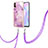 Silicone Candy Rubber Gel Fashionable Pattern Soft Case Cover with Lanyard Strap Y05B for Xiaomi Redmi 9AT Clove Purple