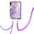 Silicone Candy Rubber Gel Fashionable Pattern Soft Case Cover with Lanyard Strap Y05B for Xiaomi Redmi 9AT Purple