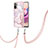 Silicone Candy Rubber Gel Fashionable Pattern Soft Case Cover with Lanyard Strap Y05B for Xiaomi Redmi Note 10 4G Pink