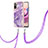 Silicone Candy Rubber Gel Fashionable Pattern Soft Case Cover with Lanyard Strap Y05B for Xiaomi Redmi Note 10 4G Purple