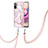 Silicone Candy Rubber Gel Fashionable Pattern Soft Case Cover with Lanyard Strap Y05B for Xiaomi Redmi Note 10S 4G Pink