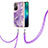 Silicone Candy Rubber Gel Fashionable Pattern Soft Case Cover with Lanyard Strap Y05B for Xiaomi Redmi Note 11 5G Purple