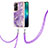 Silicone Candy Rubber Gel Fashionable Pattern Soft Case Cover with Lanyard Strap Y05B for Xiaomi Redmi Note 12 Pro 4G Purple