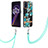 Silicone Candy Rubber Gel Fashionable Pattern Soft Case Cover with Lanyard Strap Y06B for Realme Q5 5G Cyan