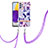 Silicone Candy Rubber Gel Fashionable Pattern Soft Case Cover with Lanyard Strap Y06B for Samsung Galaxy A72 4G Purple