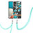 Silicone Candy Rubber Gel Fashionable Pattern Soft Case Cover with Lanyard Strap Y06B for Samsung Galaxy A73 5G Cyan