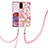 Silicone Candy Rubber Gel Fashionable Pattern Soft Case Cover with Lanyard Strap Y06B for Samsung Galaxy S20 5G