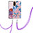 Silicone Candy Rubber Gel Fashionable Pattern Soft Case Cover with Lanyard Strap Y06B for Samsung Galaxy S20 5G Blue