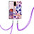Silicone Candy Rubber Gel Fashionable Pattern Soft Case Cover with Lanyard Strap Y06B for Samsung Galaxy S20 5G Purple