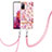 Silicone Candy Rubber Gel Fashionable Pattern Soft Case Cover with Lanyard Strap Y06B for Samsung Galaxy S20 FE 4G