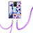 Silicone Candy Rubber Gel Fashionable Pattern Soft Case Cover with Lanyard Strap Y06B for Xiaomi Mi 11T 5G Purple