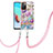 Silicone Candy Rubber Gel Fashionable Pattern Soft Case Cover with Lanyard Strap Y06B for Xiaomi Redmi 10 (2022)