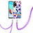 Silicone Candy Rubber Gel Fashionable Pattern Soft Case Cover with Lanyard Strap Y06B for Xiaomi Redmi 10 (2022) Purple