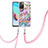 Silicone Candy Rubber Gel Fashionable Pattern Soft Case Cover with Lanyard Strap Y06B for Xiaomi Redmi 10 4G