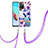 Silicone Candy Rubber Gel Fashionable Pattern Soft Case Cover with Lanyard Strap Y06B for Xiaomi Redmi 10 4G Purple