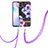 Silicone Candy Rubber Gel Fashionable Pattern Soft Case Cover with Lanyard Strap Y06B for Xiaomi Redmi 9A Purple