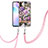 Silicone Candy Rubber Gel Fashionable Pattern Soft Case Cover with Lanyard Strap Y06B for Xiaomi Redmi 9AT Clove Purple