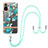 Silicone Candy Rubber Gel Fashionable Pattern Soft Case Cover with Lanyard Strap Y06B for Xiaomi Redmi Note 10 4G