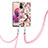 Silicone Candy Rubber Gel Fashionable Pattern Soft Case Cover with Lanyard Strap Y06B for Xiaomi Redmi Note 10 4G Pink