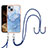 Silicone Candy Rubber Gel Fashionable Pattern Soft Case Cover with Lanyard Strap Y07B for Apple iPhone 15 Blue