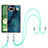 Silicone Candy Rubber Gel Fashionable Pattern Soft Case Cover with Lanyard Strap Y07B for Google Pixel 7a 5G Green