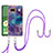 Silicone Candy Rubber Gel Fashionable Pattern Soft Case Cover with Lanyard Strap Y07B for Google Pixel 7a 5G Purple