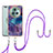 Silicone Candy Rubber Gel Fashionable Pattern Soft Case Cover with Lanyard Strap Y07B for Huawei Honor Magic5 Pro 5G Purple