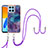 Silicone Candy Rubber Gel Fashionable Pattern Soft Case Cover with Lanyard Strap Y07B for Huawei Honor X6 5G Purple