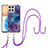 Silicone Candy Rubber Gel Fashionable Pattern Soft Case Cover with Lanyard Strap Y07B for Huawei Honor X8 4G Purple