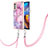 Silicone Candy Rubber Gel Fashionable Pattern Soft Case Cover with Lanyard Strap Y07B for Motorola Moto E32s