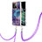 Silicone Candy Rubber Gel Fashionable Pattern Soft Case Cover with Lanyard Strap Y07B for OnePlus 10T 5G Purple