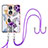 Silicone Candy Rubber Gel Fashionable Pattern Soft Case Cover with Lanyard Strap YB3 for Huawei Honor 90 5G Purple