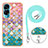 Silicone Candy Rubber Gel Fashionable Pattern Soft Case Cover with Lanyard Strap YB3 for Huawei Honor 90 Lite 5G