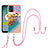 Silicone Candy Rubber Gel Fashionable Pattern Soft Case Cover with Lanyard Strap YB3 for Motorola Moto E13