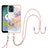 Silicone Candy Rubber Gel Fashionable Pattern Soft Case Cover with Lanyard Strap YB3 for Motorola Moto E13