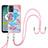 Silicone Candy Rubber Gel Fashionable Pattern Soft Case Cover with Lanyard Strap YB3 for Motorola Moto E13