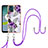 Silicone Candy Rubber Gel Fashionable Pattern Soft Case Cover with Lanyard Strap YB3 for Motorola Moto E13 Purple