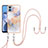 Silicone Candy Rubber Gel Fashionable Pattern Soft Case Cover with Lanyard Strap YB3 for Motorola Moto E22