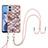 Silicone Candy Rubber Gel Fashionable Pattern Soft Case Cover with Lanyard Strap YB3 for Motorola Moto E22