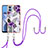 Silicone Candy Rubber Gel Fashionable Pattern Soft Case Cover with Lanyard Strap YB3 for Motorola Moto E22 Purple