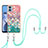 Silicone Candy Rubber Gel Fashionable Pattern Soft Case Cover with Lanyard Strap YB3 for Motorola Moto E22i Colorful