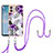 Silicone Candy Rubber Gel Fashionable Pattern Soft Case Cover with Lanyard Strap YB3 for Motorola Moto G53j 5G Purple