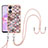 Silicone Candy Rubber Gel Fashionable Pattern Soft Case Cover with Lanyard Strap YB3 for Oppo A58 5G Brown